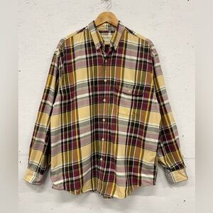 Eddie Bauer Plaid Flannel Long Sleeve Collared Button Down Shirt, Size L